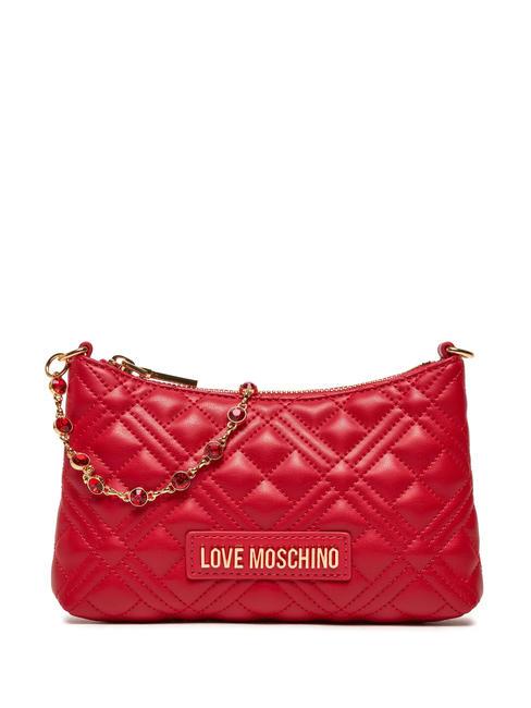 LOVE MOSCHINO QUILTED Bolso de cadena metálica con aplicaciones. ROJO - Bolsos Mujer