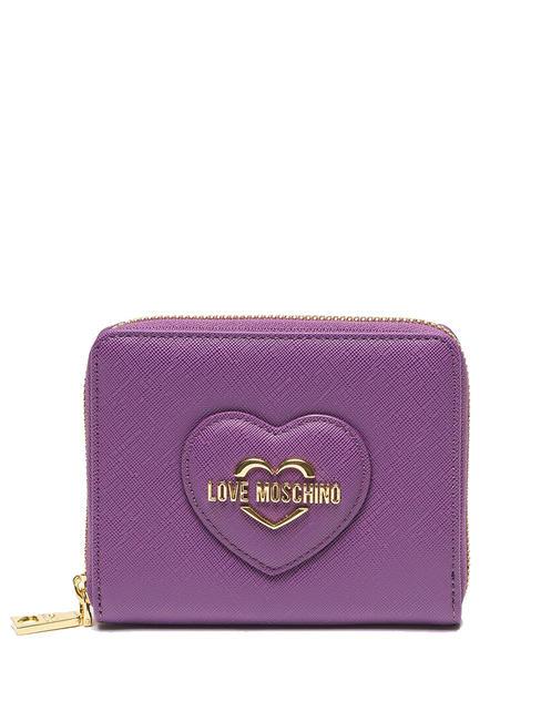 LOVE MOSCHINO BOLD HEART Cartera mediana con cremallera viola - Carteras Mujer