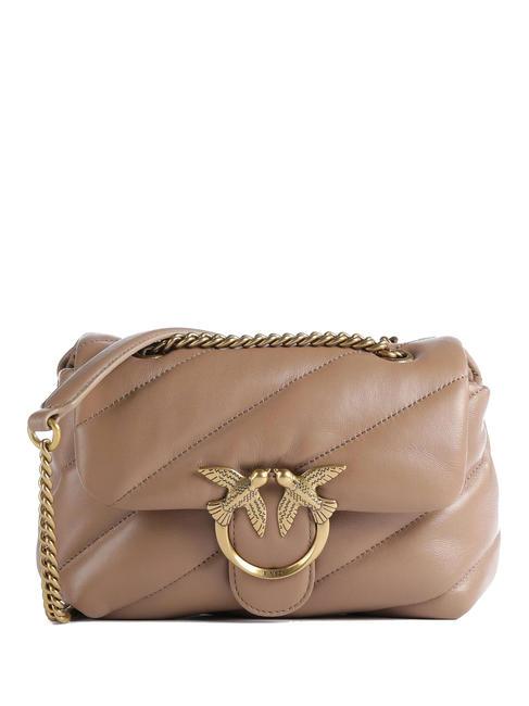 PINKO MINI LOVE BAG Bolsa de napa galleta de jengibre-oro antiguo - Bolsos Mujer