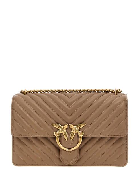 PINKO CLASSIC LOVE ONE Bolso de napa galleta de jengibre-oro antiguo - Bolsos Mujer