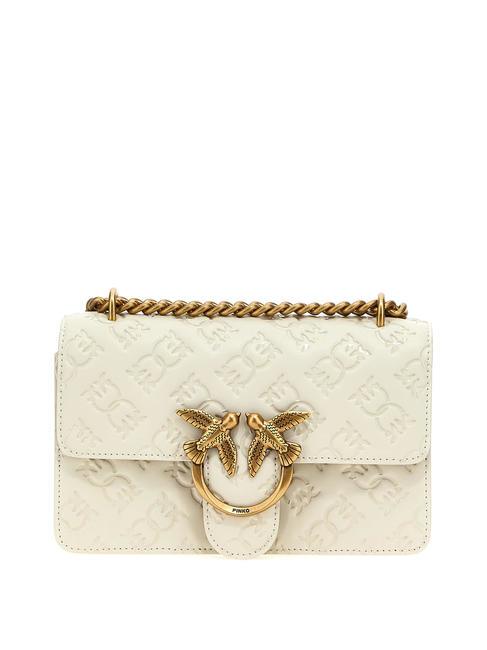 PINKO LOVE ONE MINI Mini bolso de hombro/bandolera blanco seda-oro antiguo - Bolsos Mujer