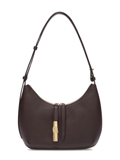 FURLA GOCCIA Bolso bandolera de piel martillada chocolate - Bolsos Mujer