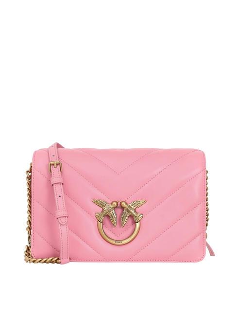 PINKO LOVE CLICK CLASSIC Bolso de piel acolchado rosa marino-oro antiguo - Bolsos Mujer