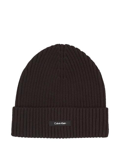 CALVIN KLEIN CLASSIC COTTON RIB Gorro en mezcla de algodón negro - Bufandas