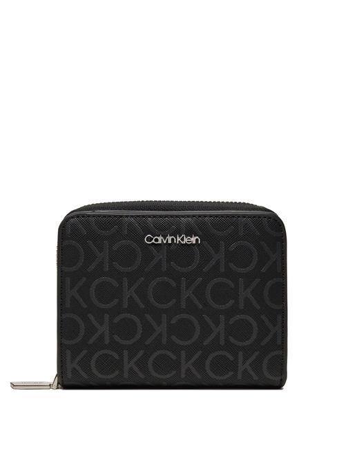 CALVIN KLEIN MUST  Cartera pequeña pu monograma negro - Carteras Mujer