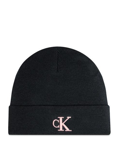 CALVIN KLEIN CK JEANS MONOGRAM EMBRO  Gorro de poliéster reciclado negro/rosa polvoriento - Bufandas