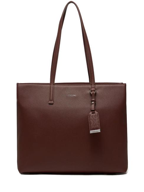 CALVIN KLEIN MUST Comprador de hombro monograma de laboratorio de chocolate pu - Bolsos Mujer