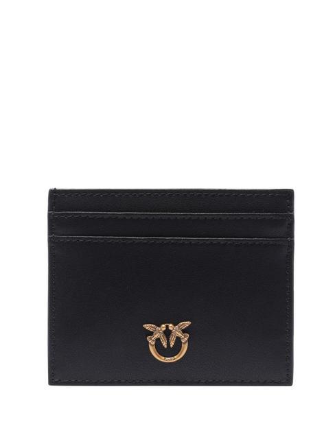 PINKO SIMPLY Tarjetero de piel negro-oro antiguo - Carteras Mujer