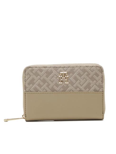 TOMMY HILFIGER JACQUARD Cartera mediana con cremallera beige - Carteras Mujer