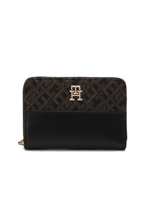 TOMMY HILFIGER JACQUARD Cartera mediana con cremallera negro - Carteras Mujer