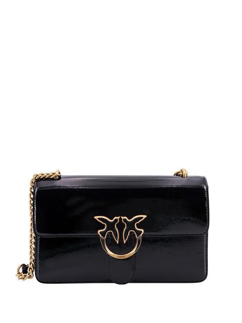 PINKO LOVE ONE CLASSIC  bolsa de hombro negro-oro antiguo - Bolsos Mujer