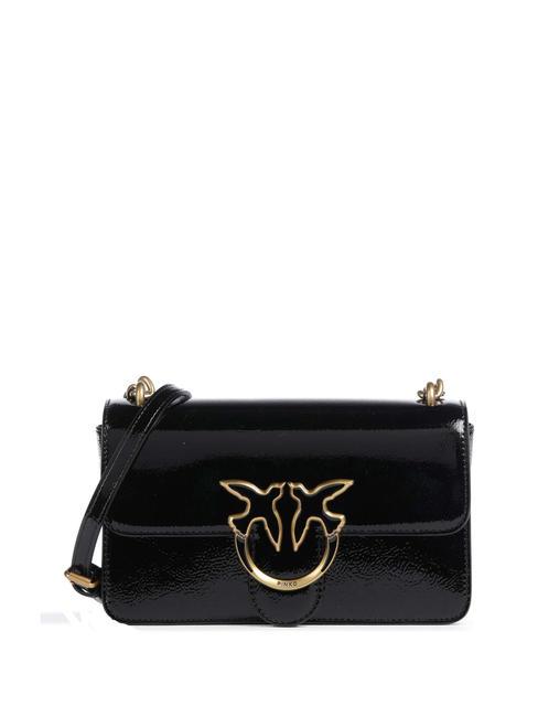 PINKO LOVE ONE MINI  Mini bolso de hombro negro-oro antiguo - Bolsos Mujer