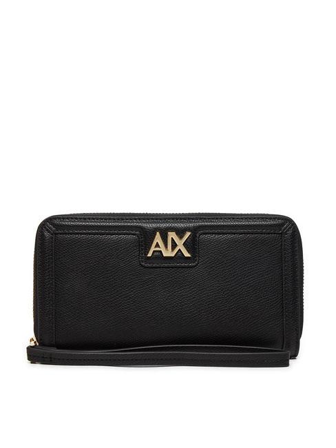 ARMANI EXCHANGE A|X METALLIC LOGO Cartera grande con cremallera alrededor negro Negro - Carteras Mujer