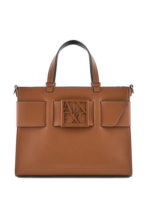 ARMANI EXCHANGE A|X BUCKLE Comprador de mano, con bandolera whisky - Bolsos Mujer