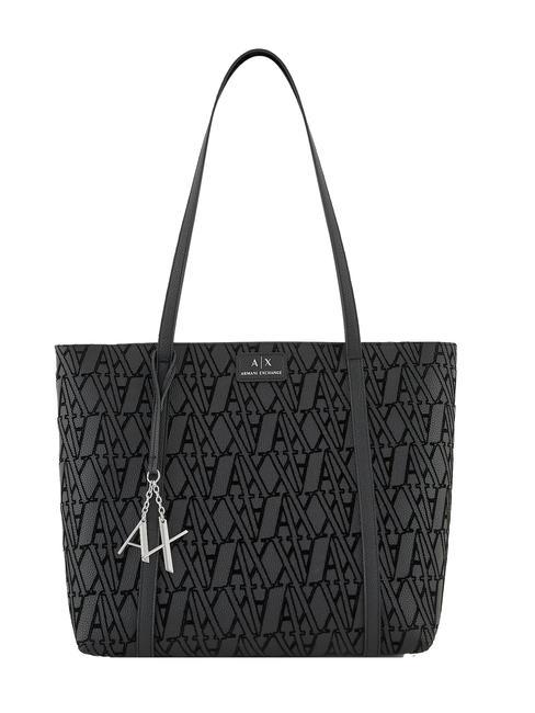 ARMANI EXCHANGE A|X Bolso shopping con logo flocado negro - Bolsos Mujer