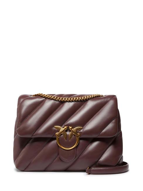 PINKO BIG LOVE PUFF Bolso de napa chocolate. amaro-oro antiguo - Bolsos Mujer