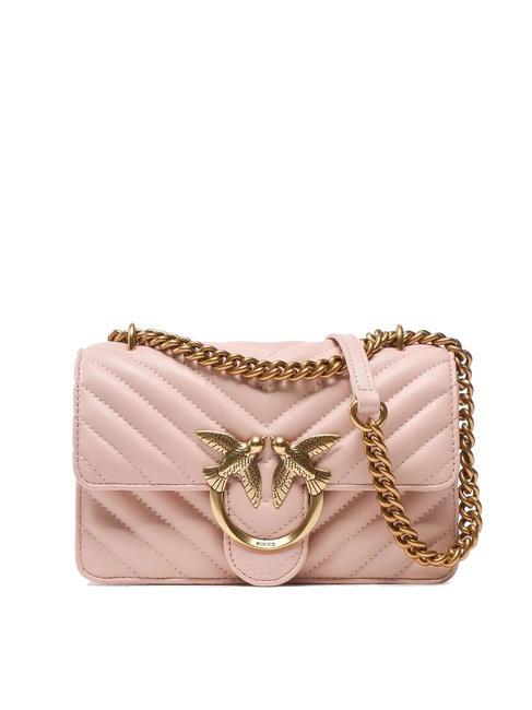 PINKO MINI LOVE BAG Una bolsa de chevron oro antiguo en polvo - Bolsos Mujer