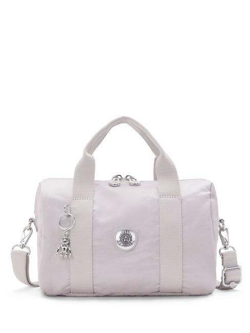 KIPLING BINA M Bolso baúl con bandolera plata brillante - Bolsos Mujer