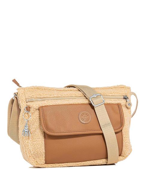 KIPLING ZISKA Bolso bandolera beige lanudo - Bolsos Mujer