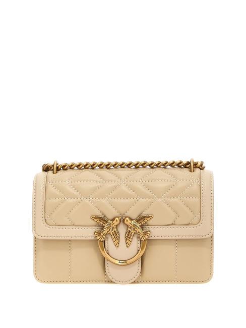 PINKO LOVE ONE MINI Bolso mini acolchado beige-gris ahumado-oro antiguo - Bolsos Mujer