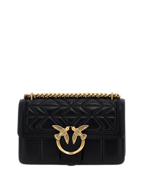 PINKO LOVE ONE MINI Bolso mini acolchado negro-oro antiguo - Bolsos Mujer