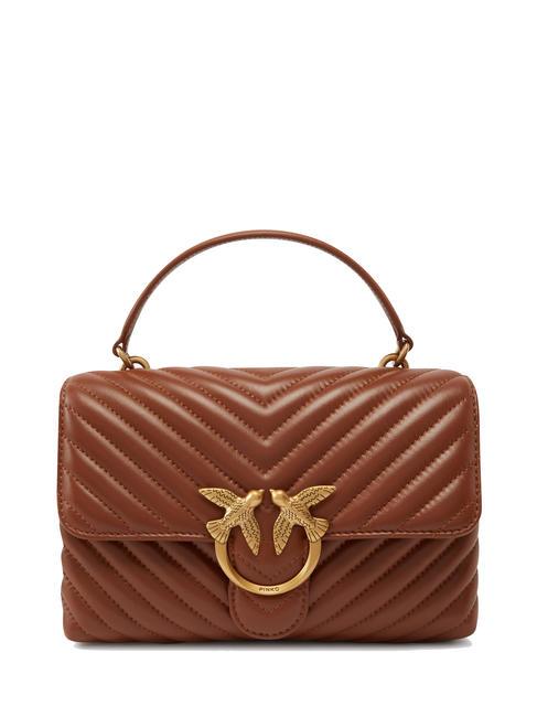 PINKO CLASSIC LADY LOVE BAG bolsa de chevrón cuero-oro antiguo - Bolsos Mujer