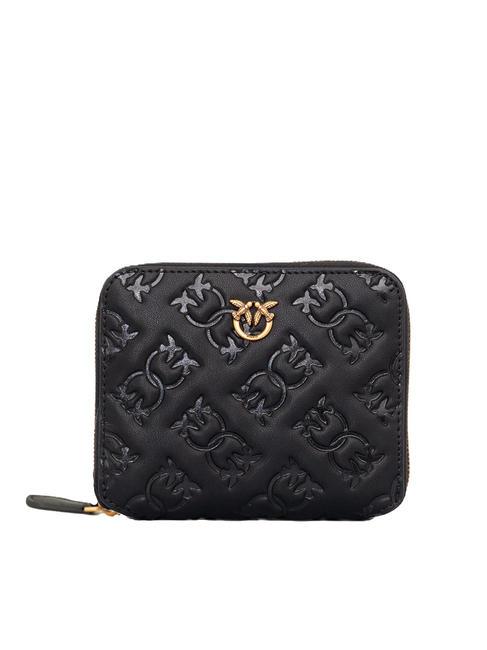 PINKO TAYLOR Cartera de piel con cremallera negro-oro antiguo - Carteras Mujer