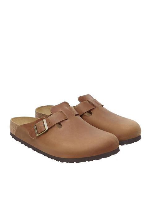 BIRKENSTOCK BOSTON Zapatilla tipo zueco de piel coñac - Zapatos unisex