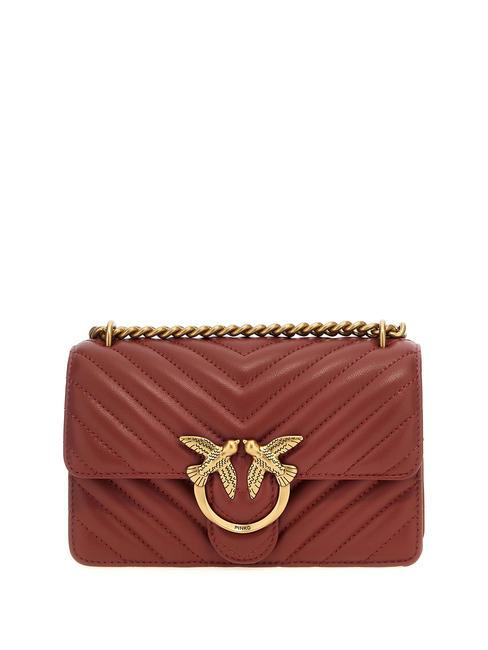 PINKO MINI LOVE BAG Una bolsa de chevron ocre rojo-oro antiguo - Bolsos Mujer