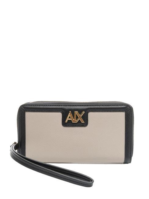 ARMANI EXCHANGE A|X METALLIC LOGO Cartera grande con cremallera alrededor todoterreno/negro - Carteras Mujer