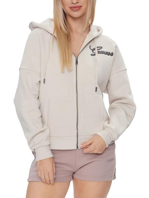 GUESS HOOD ZIP Sudadera con cremallera completa y capucha piedra muda - Sudaderas de mujer