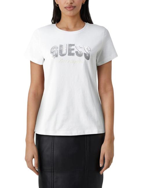 GUESS SEQUINS Camiseta de algodón purwhite - camiseta