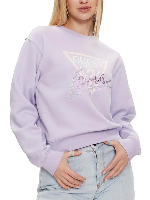 GUESS CN ICONIRT Sudadera con cuello redondo nuevo lila claro - Sudaderas de mujer