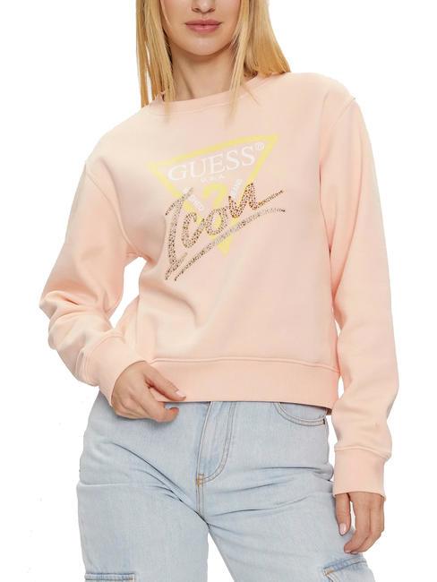 GUESS CN ICONIRT Sudadera con cuello redondo cielo durazno - Sudaderas de mujer