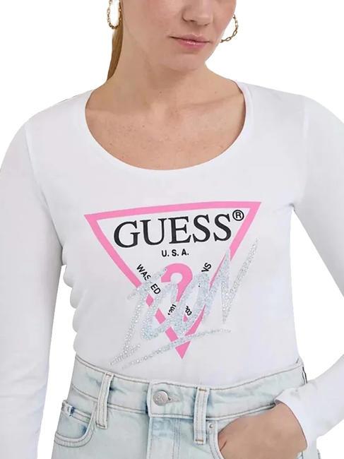 GUESS LS VN ICON Camiseta de algodón de manga larga purwhite - camiseta