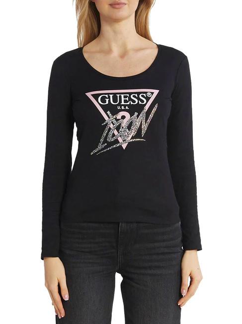 GUESS LS VN ICON Camiseta de algodón de manga larga jetbla - camiseta