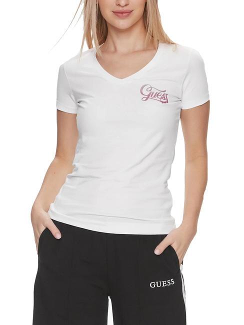 GUESS SS VN SHADED GLITTER Camiseta de algodón elástico purwhite - camiseta