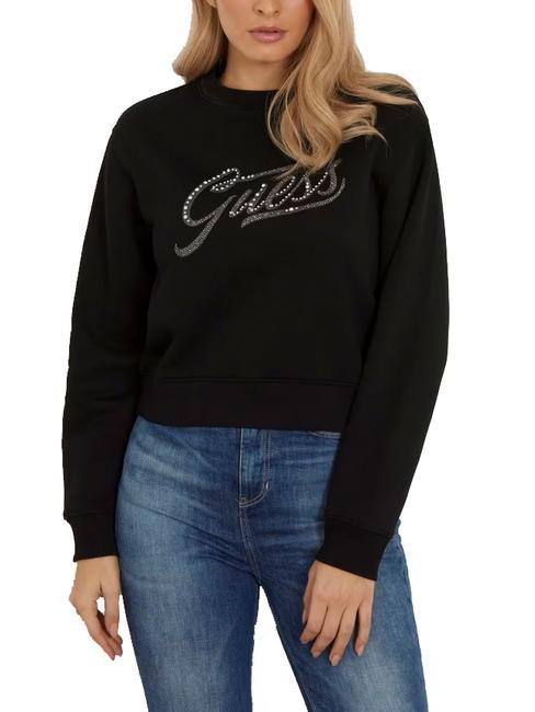 GUESS STONES LOGO Sudadera de cuello redondo con strass jetbla - Sudaderas de mujer