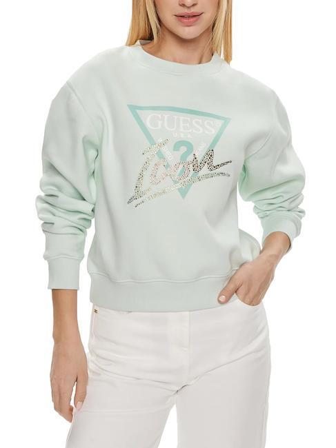 GUESS CN ICONIRT Sudadera con cuello redondo verde azulado brumoso - Sudaderas de mujer