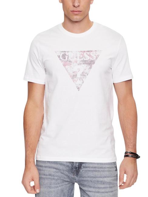 GUESS TRIANGLE GEL Camiseta de algodón elástico purwhite - camiseta