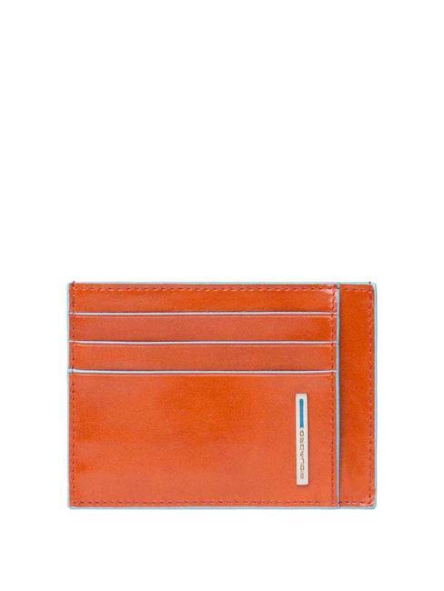 PIQUADRO BLUE SQUARE Tarjetero plano de piel naranja - Carteras Hombre