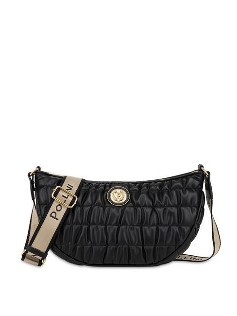 POLLINI WRINKY Bolso bandolera grabado negro - Bolsos Mujer