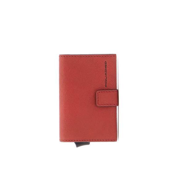 PIQUADRO BLACK SQUARE Tarjetero de piel red2 - Carteras Hombre