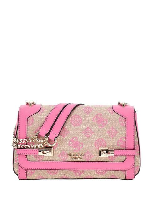 GUESS LORALEE Bolso convertible con solapa logotipo rosa - Bolsos Mujer