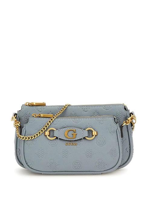 GUESS IZZY PEONY Bolso bandolera doble logotipo de mezclilla clara - Bolsos Mujer