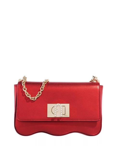 FURLA 1927 Mini bolso en piel metalizada rojo veneciano - Bolsos Mujer