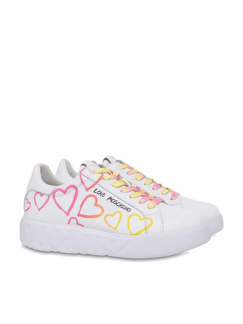 LOVE MOSCHINO HEART 45 Zapatillas de piel blanco/fucsia - Zapatos Mujer