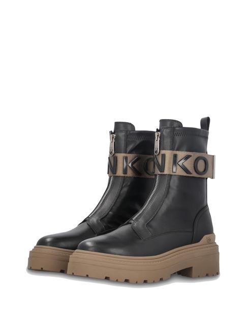 PINKO MIA Botas militares con cinta elástica con logo limusina negra - Zapatos Mujer