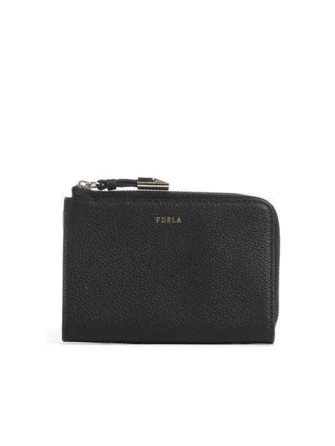 FURLA GOCCIA Tarjetero de piel con cremallera negro - Carteras Mujer