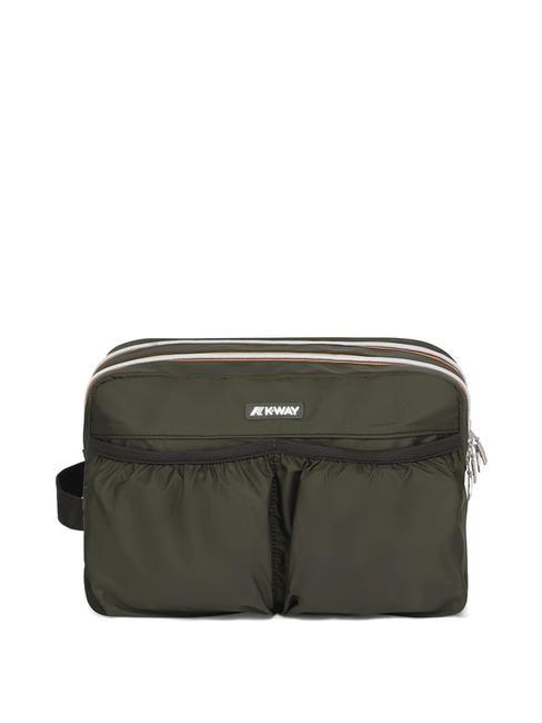 KWAY ALBAS Neceser de doble cremallera con bolsillos. verde negruzco - Neceser